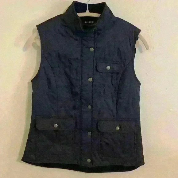 Talbots navy quilted vest fall style size small - Picture 1 of 7